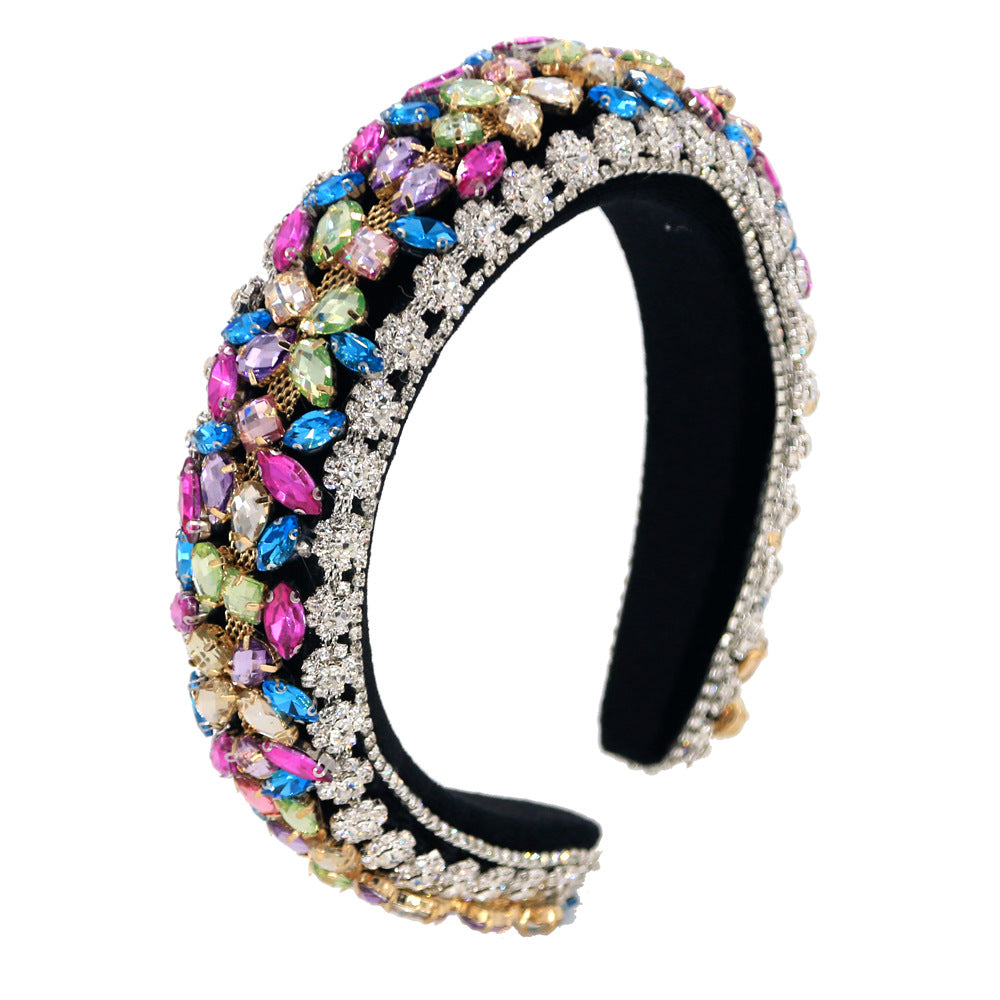 Bandeau européen et américain de luxe de style cour en diamant