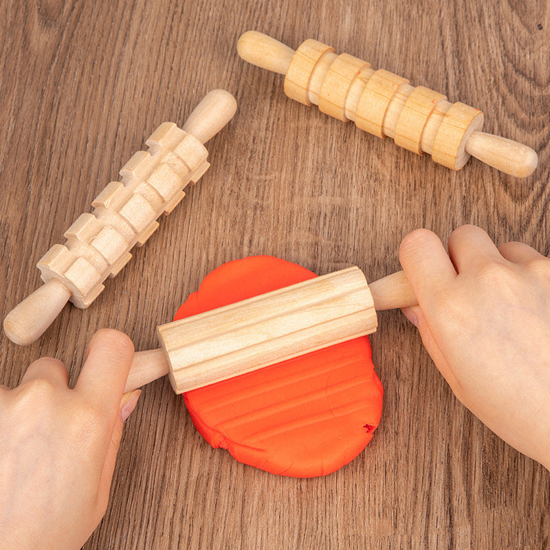 Ensemble de jouets de joint de rouleau d'épingle à rouleaux en bois massif