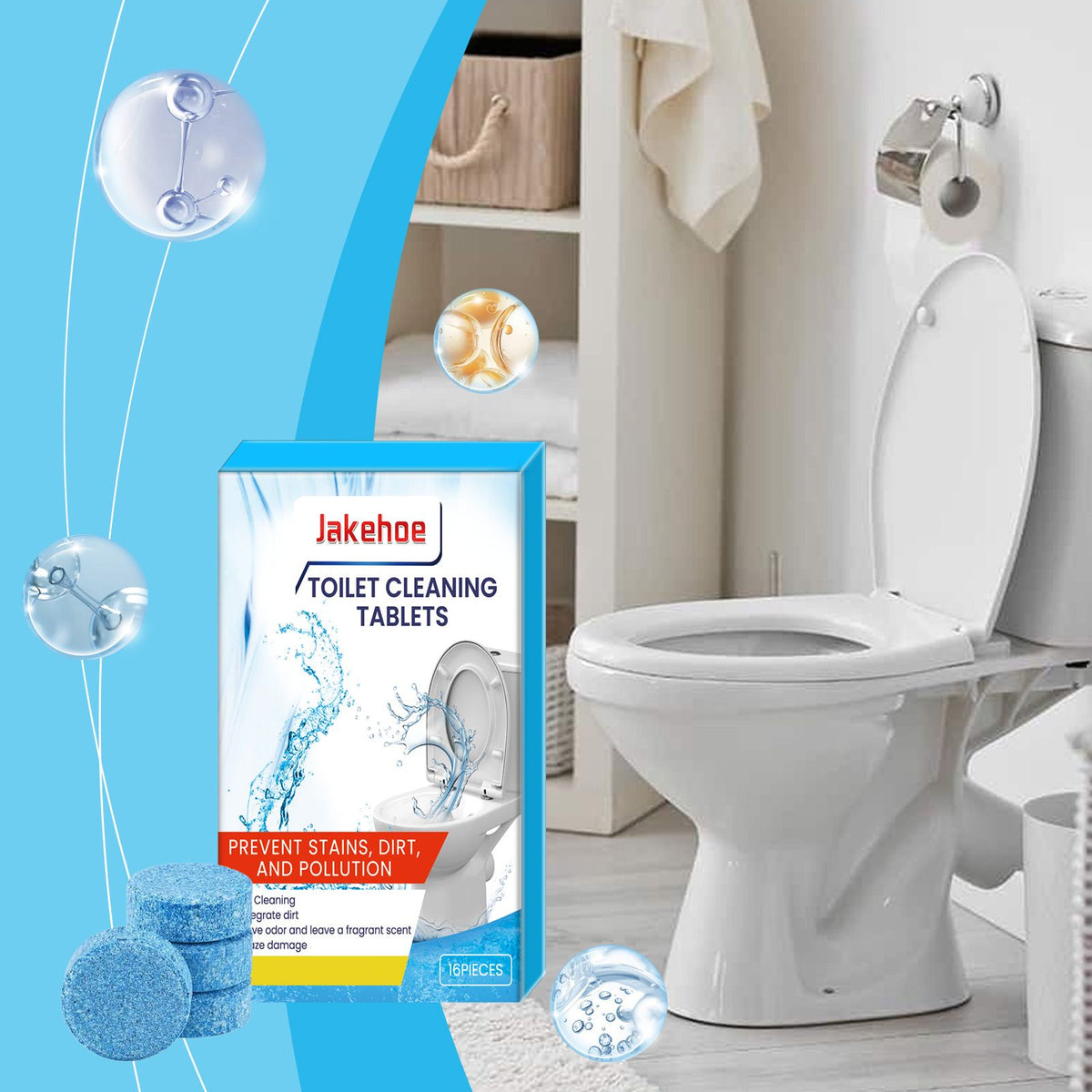 JAKEHOE Comprimés de nettoyage de cuvettes de toilette
