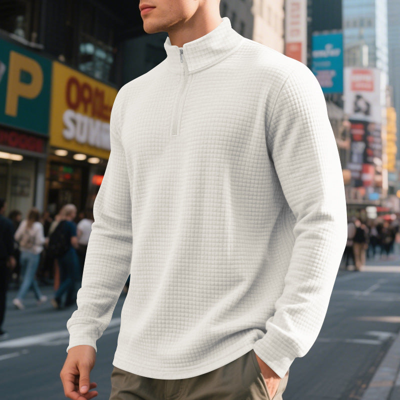 European And American Fashion Half Zipper Small Square Sweepshirt Hommes Printemps Et Automne
