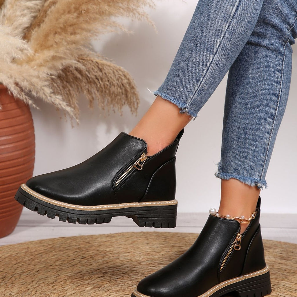 Automne et hiver Bottes de talon haute ronde Chaussures pour femmes
