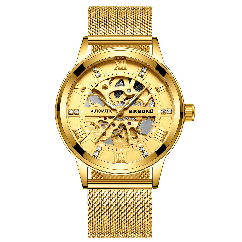 Montre mécanique automatique homme Lumineuse tendance de mode simple
