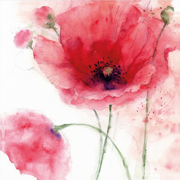 Couleur Aquarelle Florale Peinture sur toile