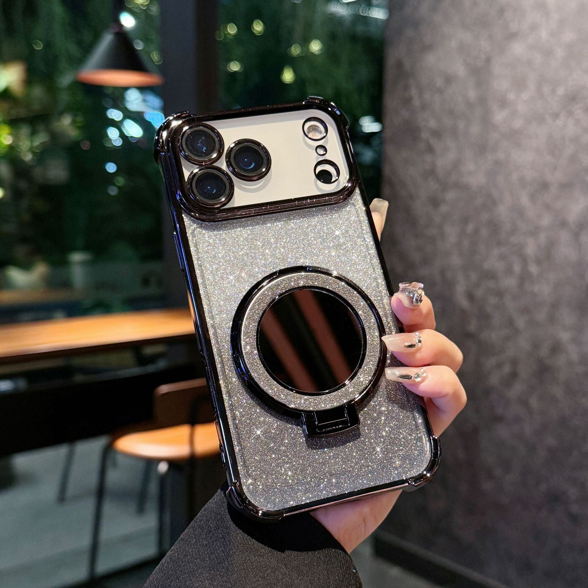 Étui de téléphone magnétique pour miroir de paillettes