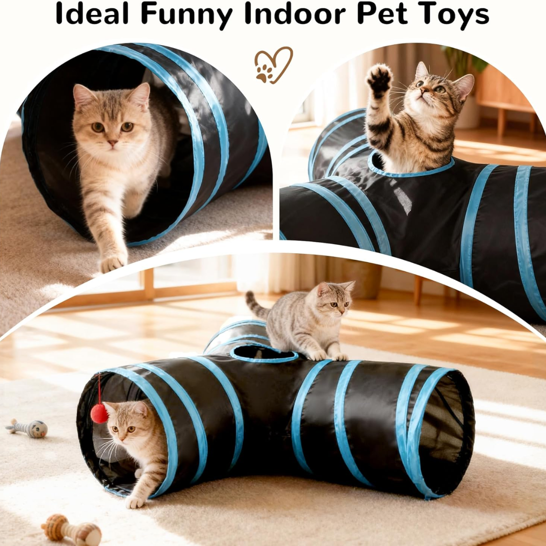 Jouets de tube de tunnel de chat animal de compagnie 3 voies collapsible