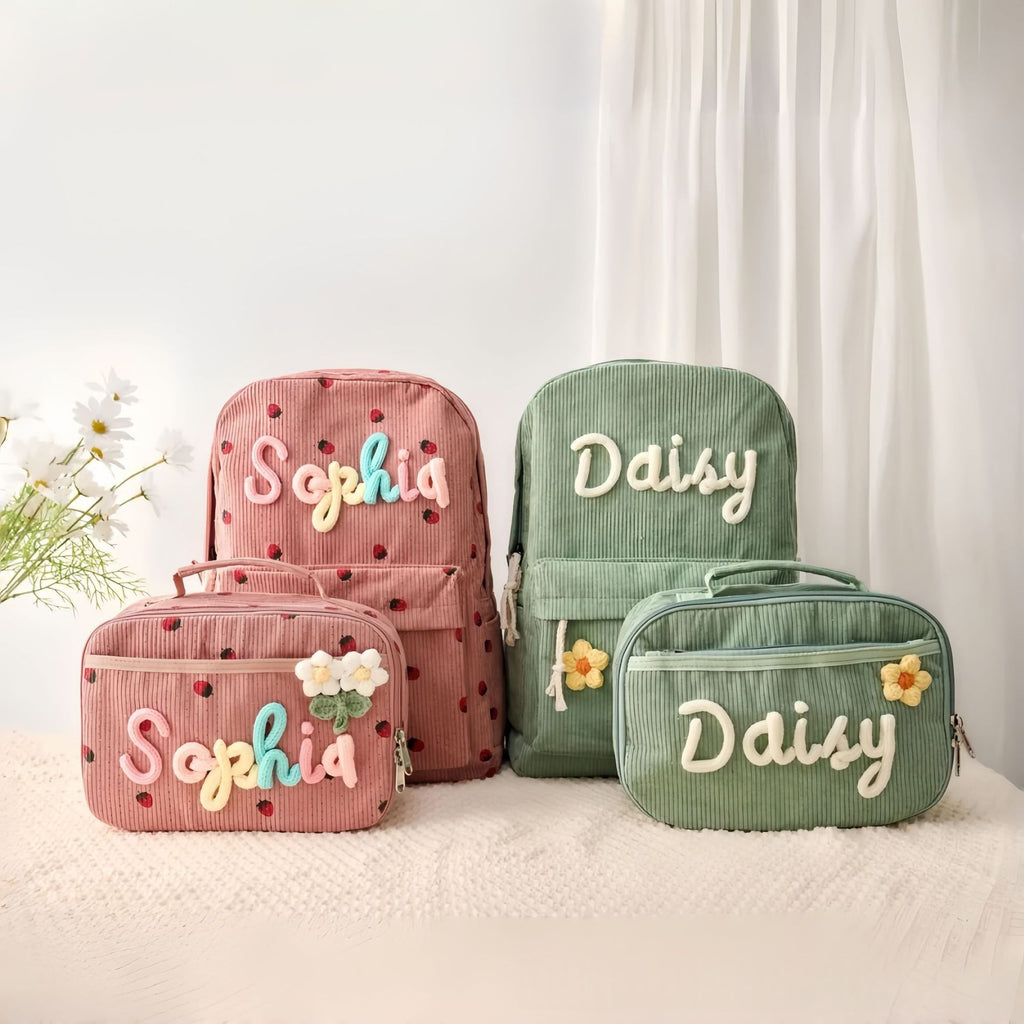 Retour à l'école Saison enfants Sac à dos et sac à lunch Set Chunky Fils fait main