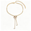 Femmes Floral Strass Tassel Anklet