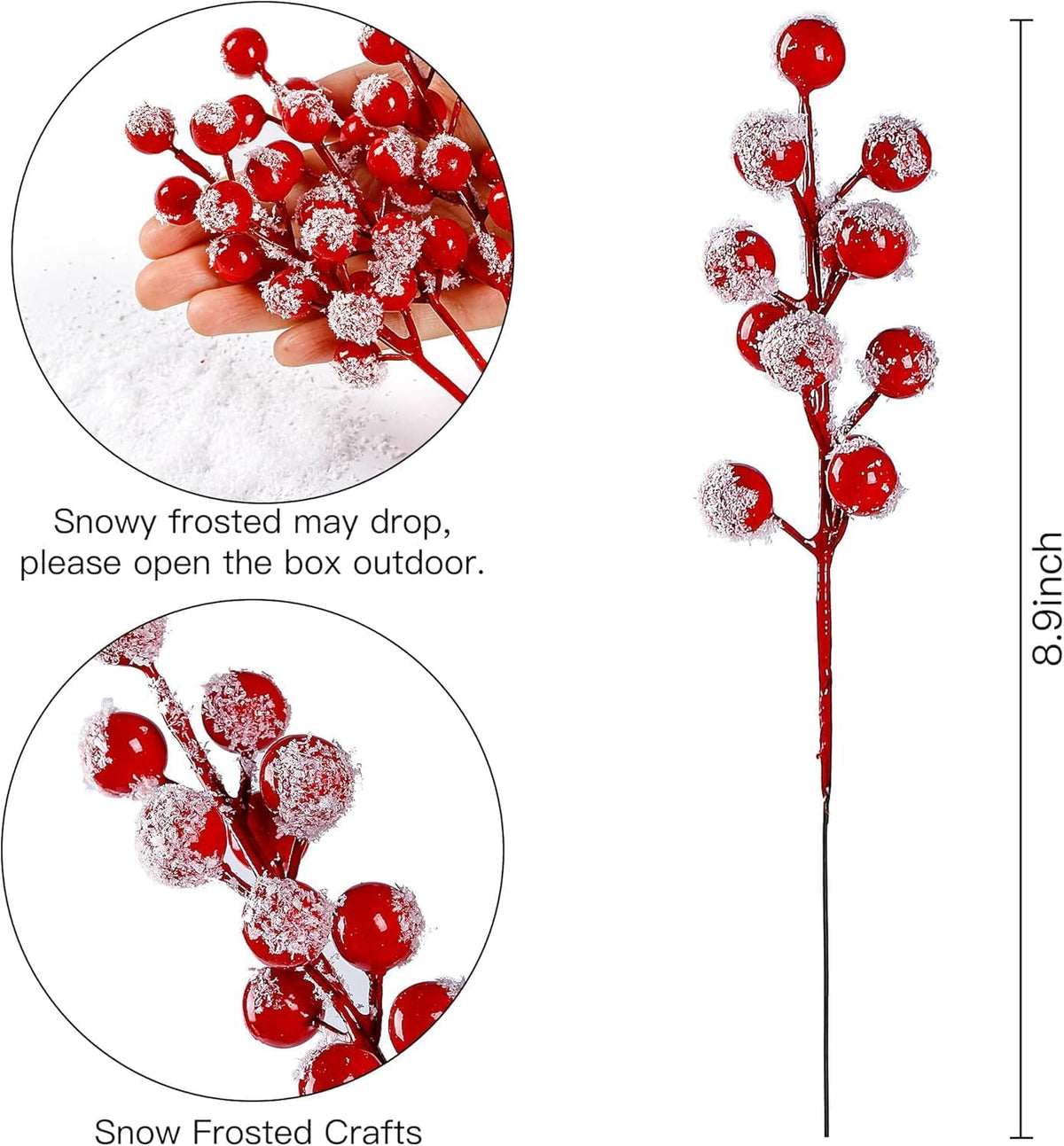 Feuilles artificielles de baies rouges 30 PCS 8,9 pouce