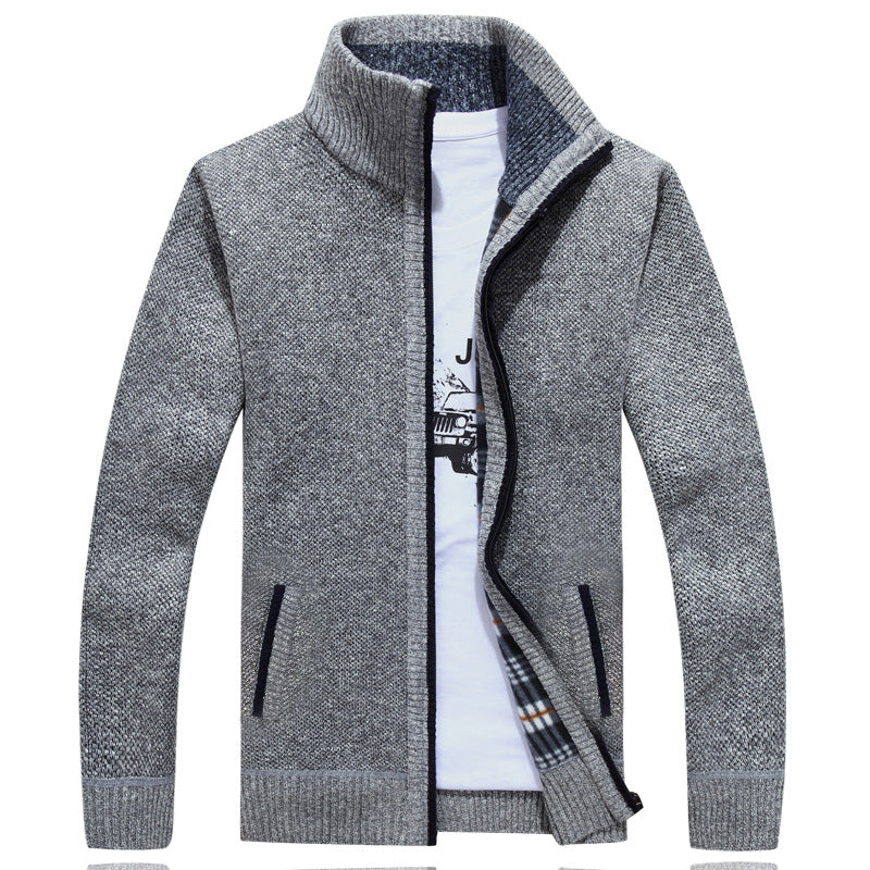 Chandail à fermeture éclair d'automne et de cardigan d'hiver pour hommes Épaisseur de collier en polaire