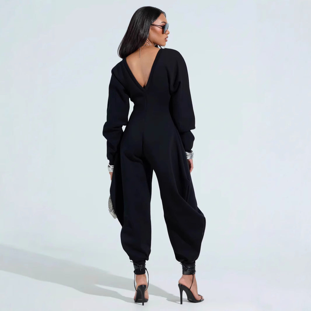 Sexy Bodycon à manches longues avec un col en V serré