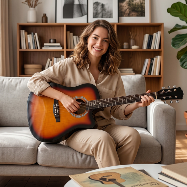 Coucher de soleil 41 pouces Dreadnought en forme de barrique Guitare acoustique avec choix