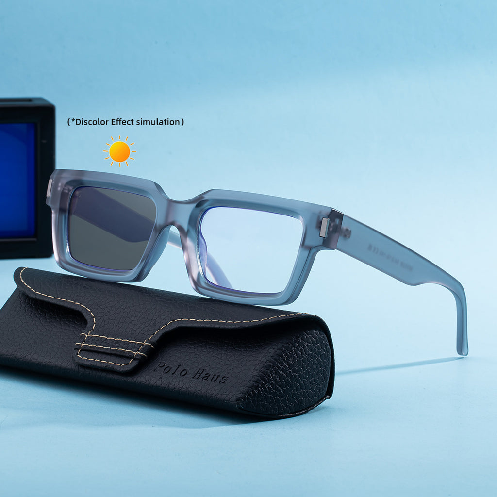 Lunettes de soleil européennes et américaines à cadre carré de mode à changement de couleur pour hommes