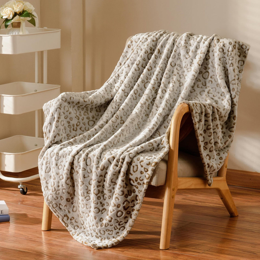 Classique Leopard-print Flannel Blanket Style moderne