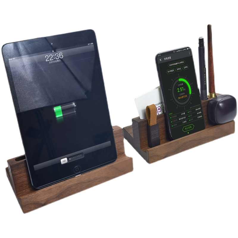 Support de base de charge pour tablettes en bois massif créatif