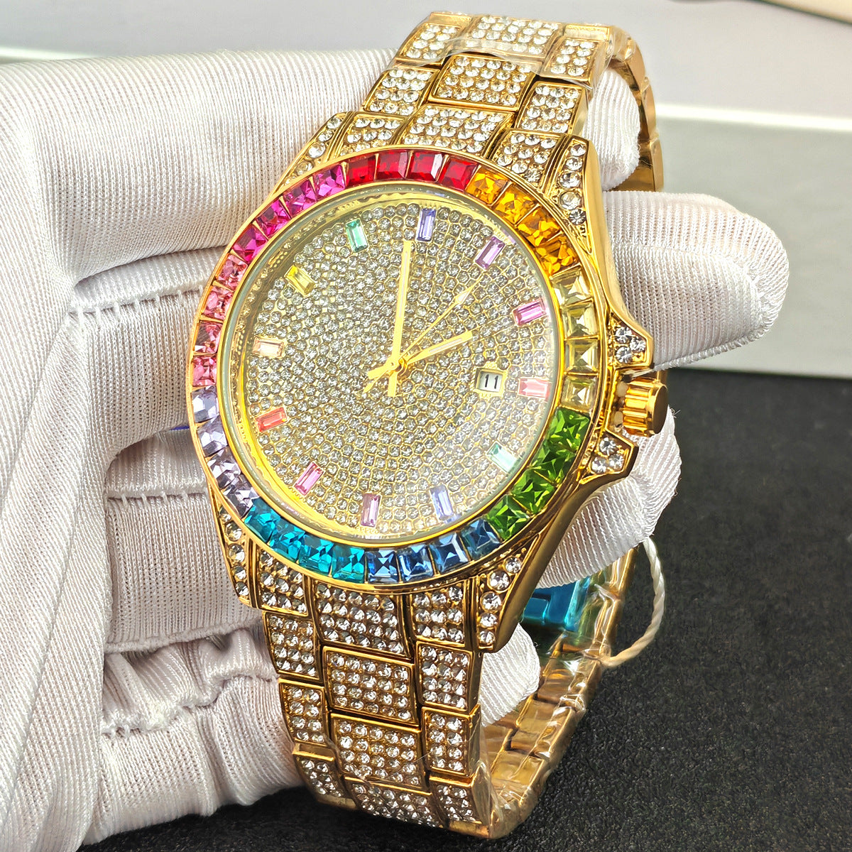 Hip-hop Full-diamond Watch Hommes diamants incrusted Wristwatch Hip-hop