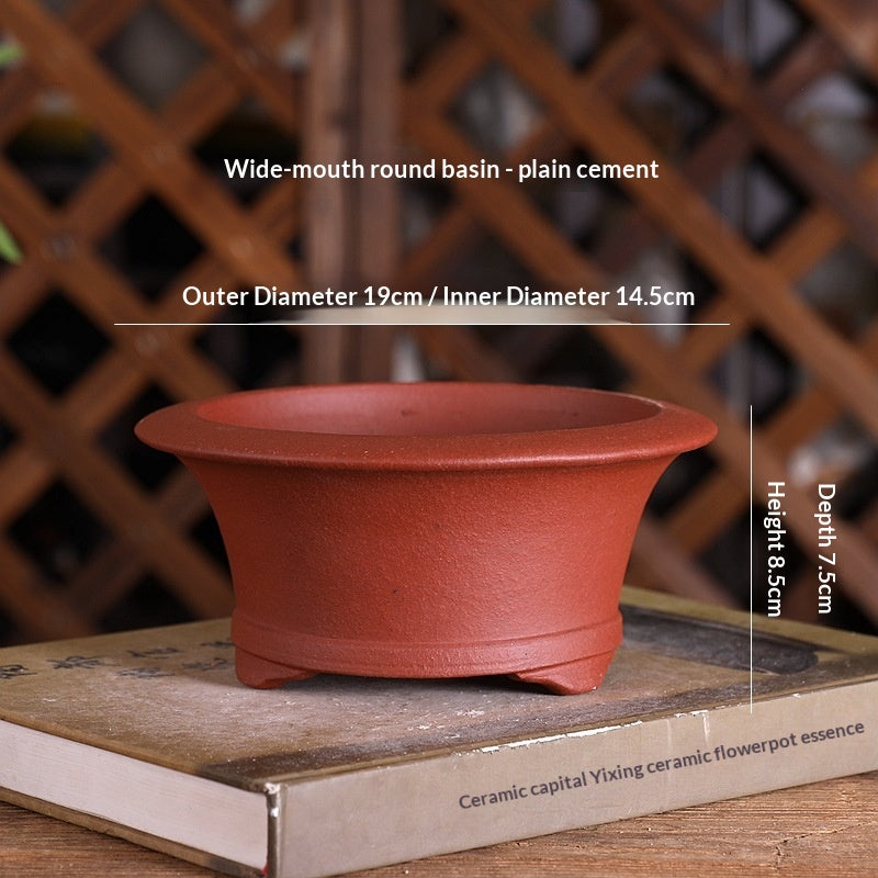 Pot à fleurs Zisha de taille moyenne avec une large bouche et une plante ronde et Bonsai Pot