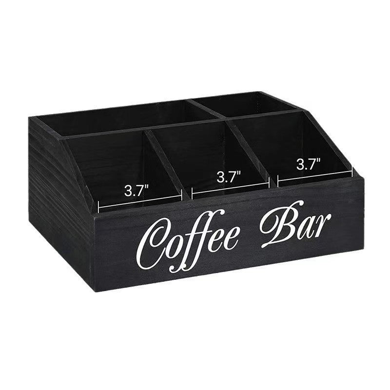 Organisateur de bureau de la boîte de rangement de café en réseau en bois