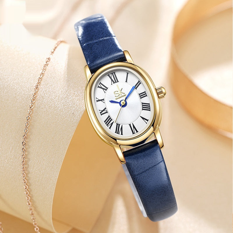 Montre Quartz en cuir ovale rétro