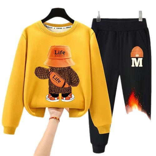 Garçons' Hiver Casual All-Match Fleece-Line Thickened Outfit