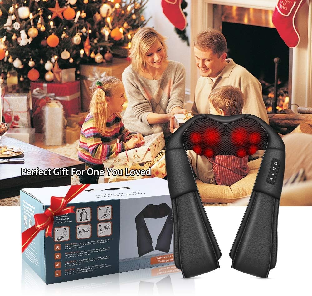 Shiatsu Electric Massager for Neck, Back, Shoulder with Heat and Knit Fabric