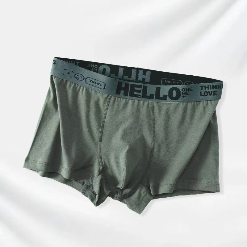 Sous-vêtements homme quatre saisons J Simple Solid Color Mid-waist Skin-friendly Respirant