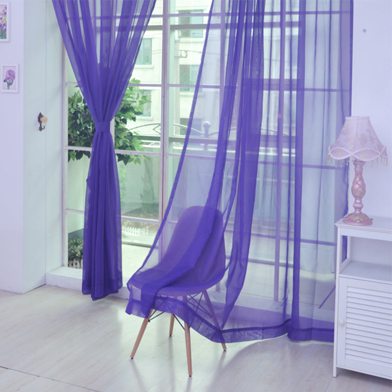Solid Color Glass Mesh Rideaux Couleur transparente Rideau prêt à l'emploi sans punch