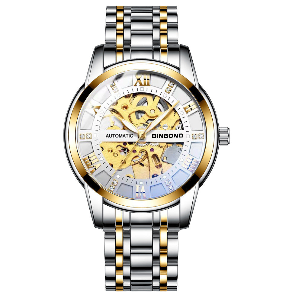 Montre mécanique automatique homme Lumineuse tendance de mode simple