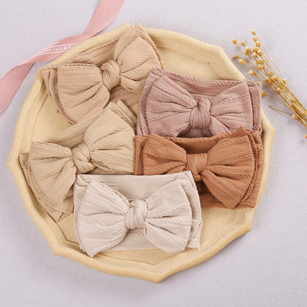 Accessoires capillaires pour enfants Jacquard Nylon Bande de cheveux Double couche Bow