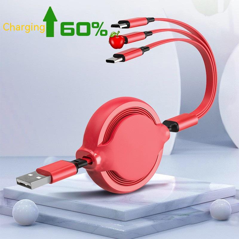 Câble de recharge rapide pour téléphone portable 3-en-un en silicone liquide multifonction