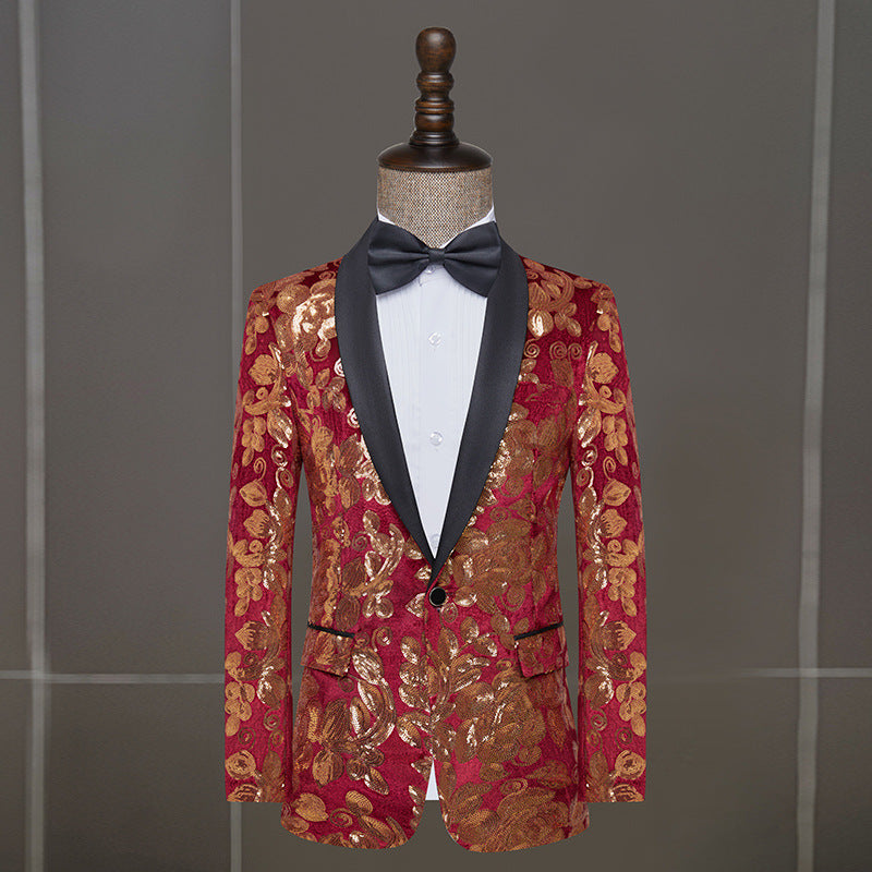 Men's Velvet Sequin Casual Versatile Blazer