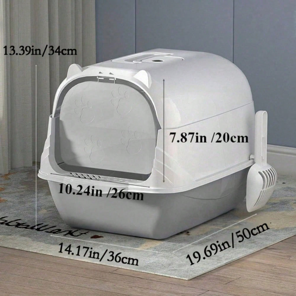 Boîte à litière entièrement fermée avec hotte et poignée durable avec flap sur le devant