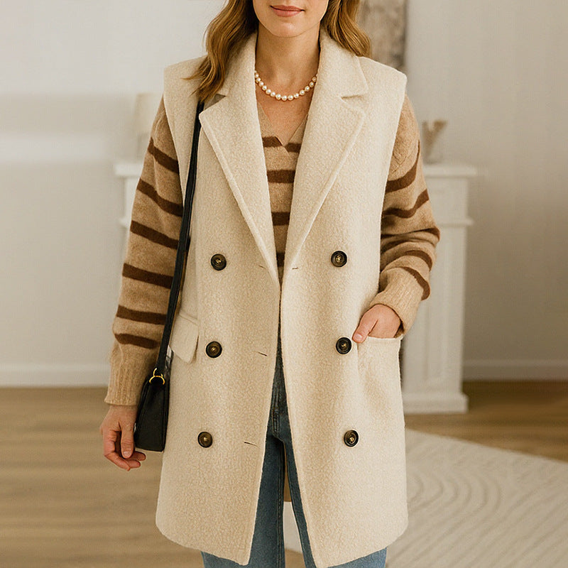 Veste pour femmes de style occidental Automnehiver Veste à deux seins