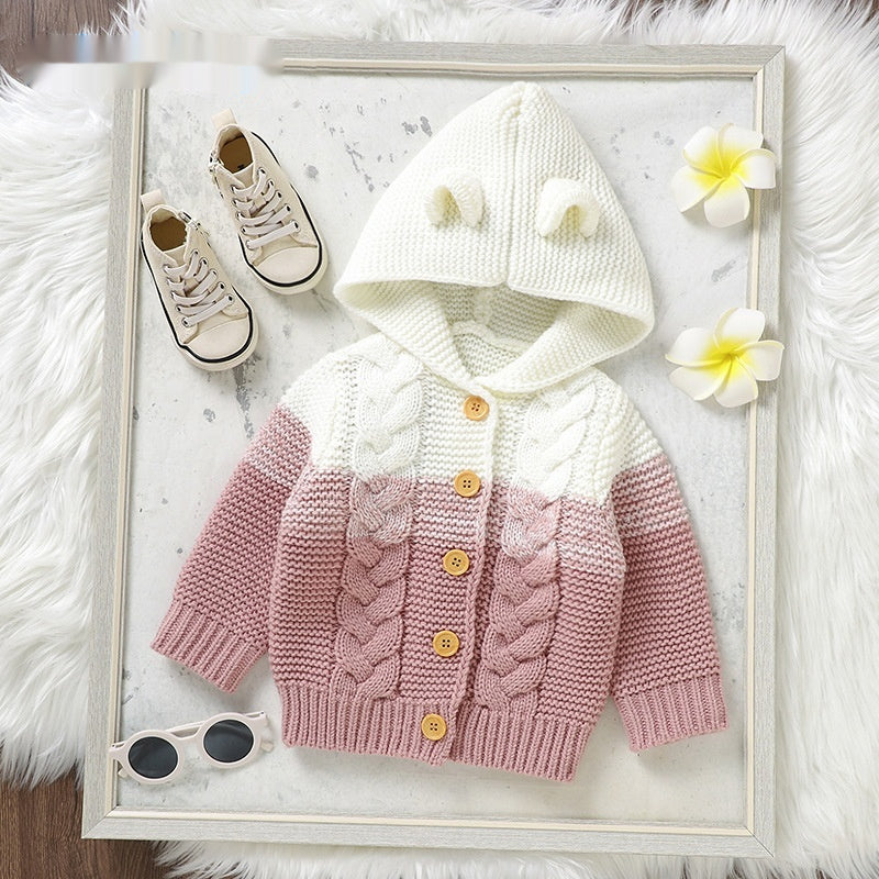 Vêtements de dessus à capuche à câblodistribution pour bébé