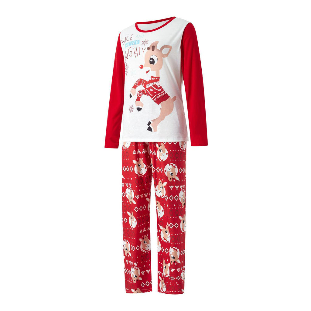 Imprimé Pyjama Noël Parent-enfant Porter Col rond Col Longue Manches