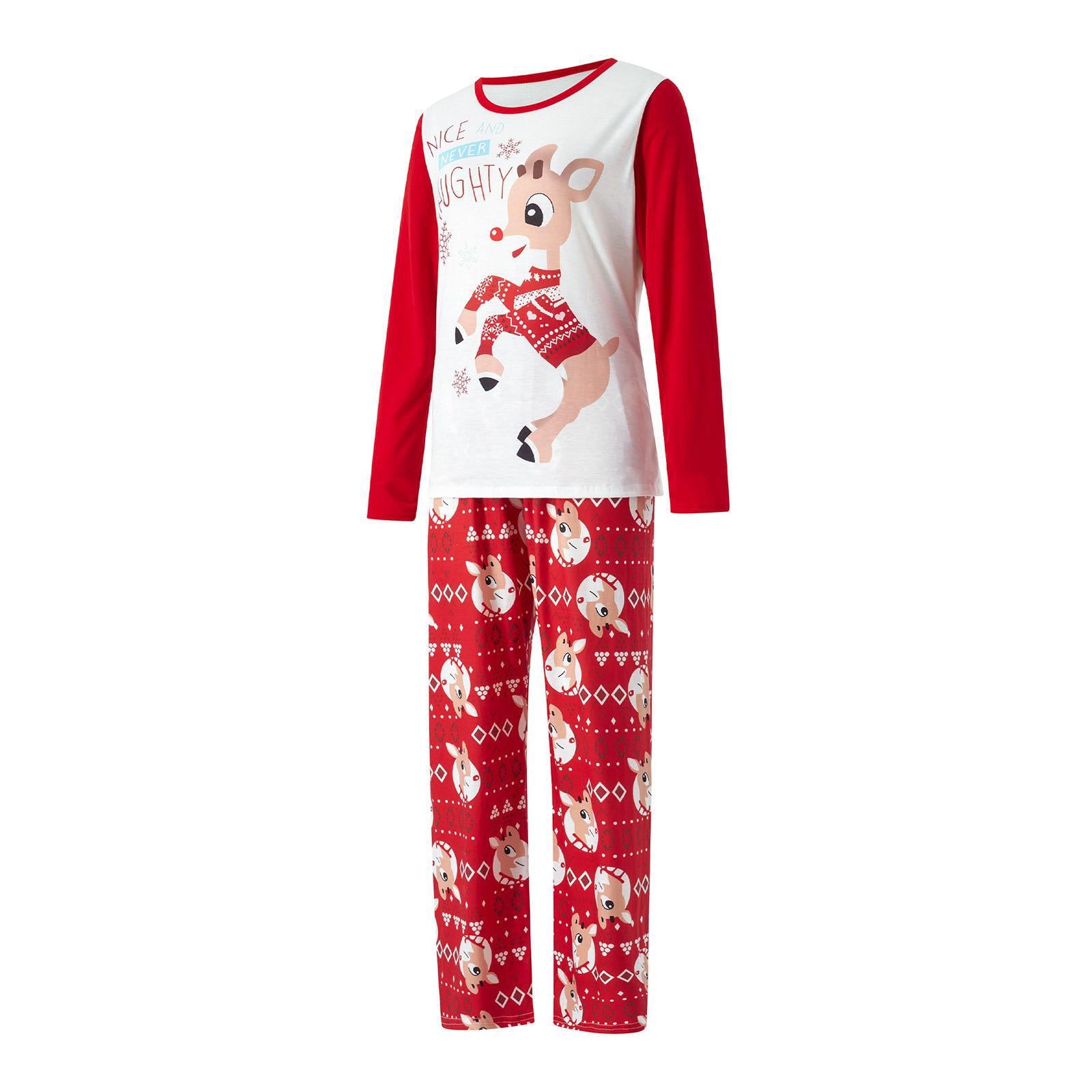 Imprimé Pyjama Noël Parent-enfant Porter Col rond Col Longue Manches