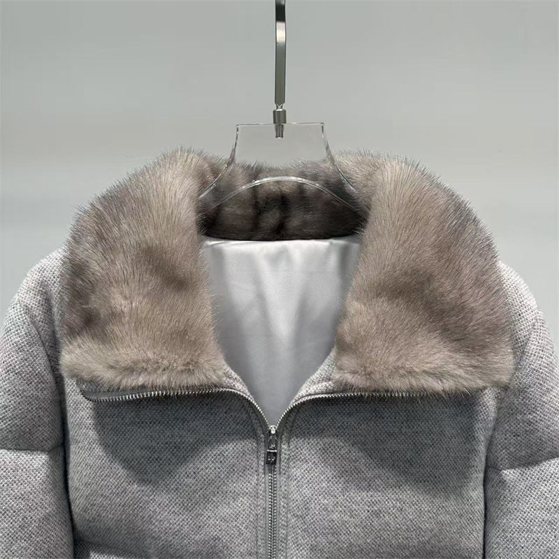 Veste puffer en fourrure et en oie