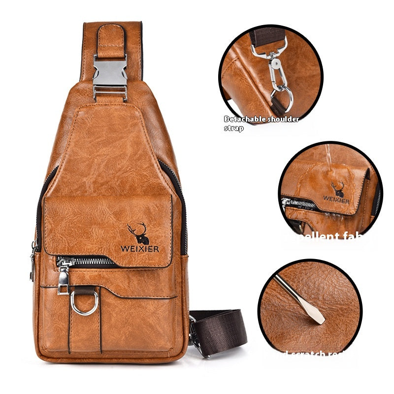 Sac poitrine homme Retro facile assorti Grande capacité étanche