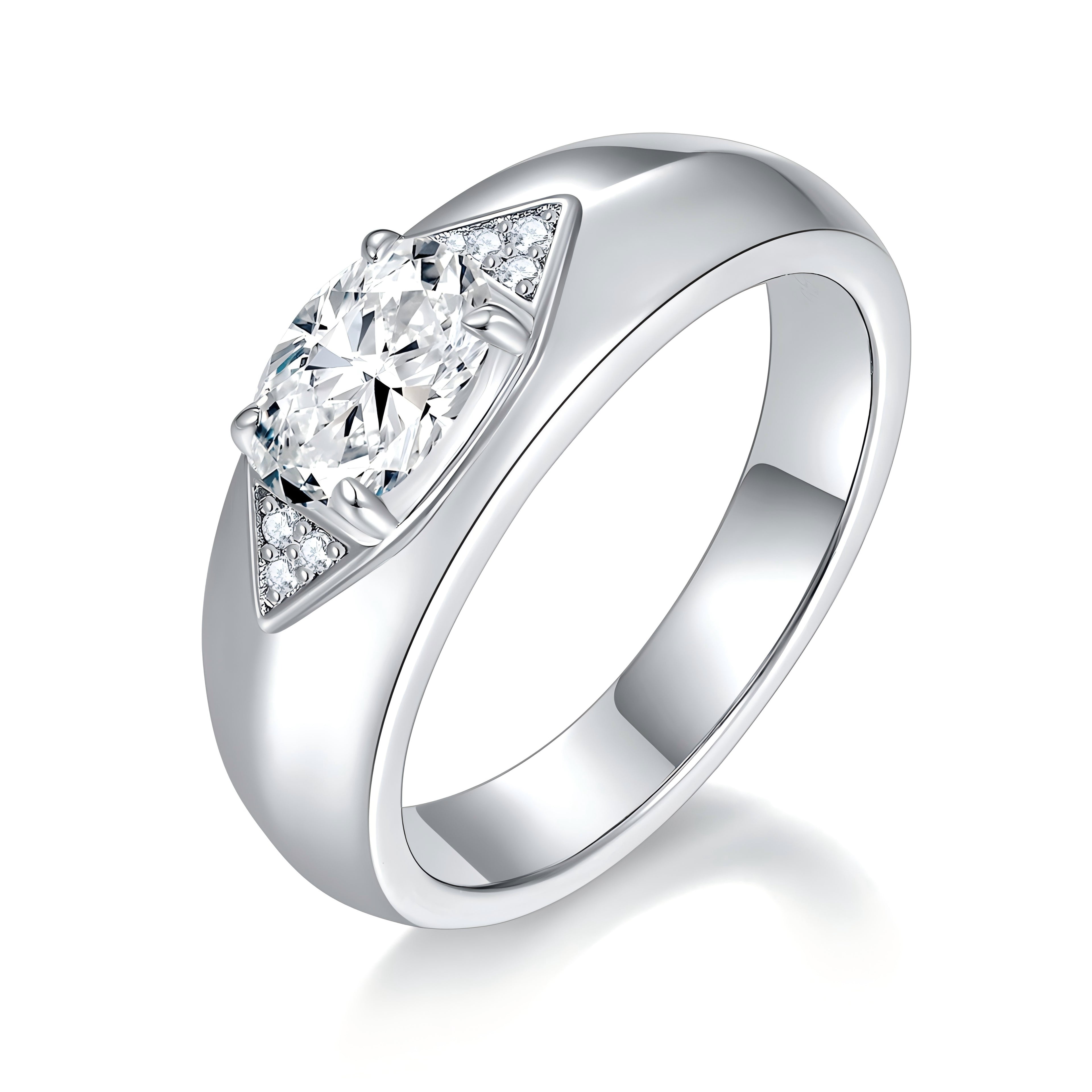 S925 Argent Sterling 1ct Marquise Moissanite Anneau Homme