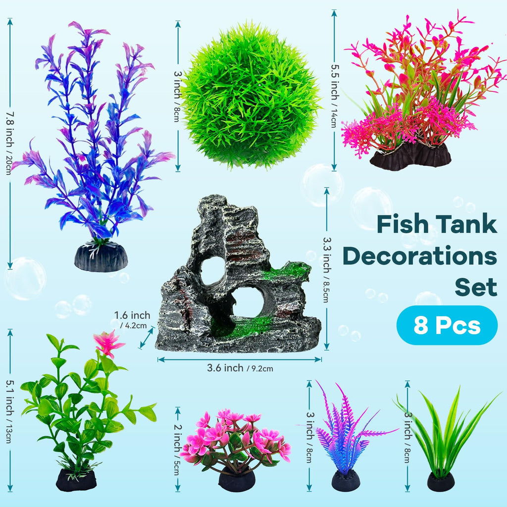 8Pcs Aquarium Decor Set