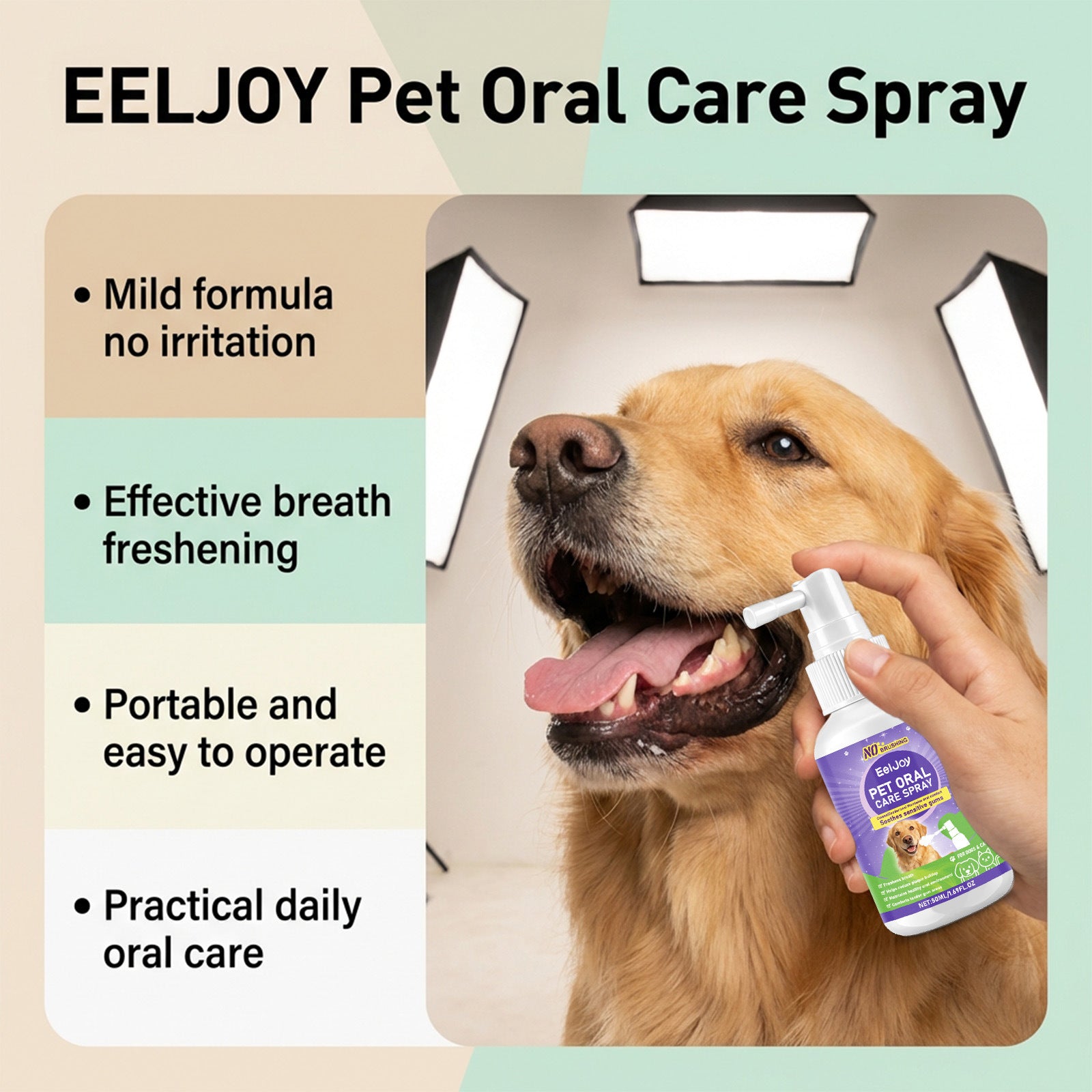 Eeljoy Pet soin buccodentaire spray rafraîchit la respiration et nettoie délicatement les dents adapté aux soins quotidiens