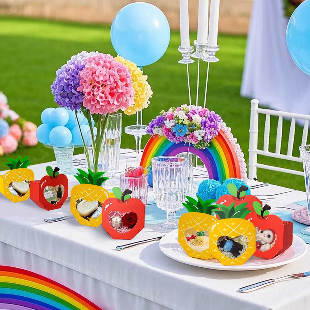 20 Mini boîtes cadeaux avec fenêtre 3D en forme d'ananas de pomme Boîte de cuisson Boîte de traitement de papier Contai