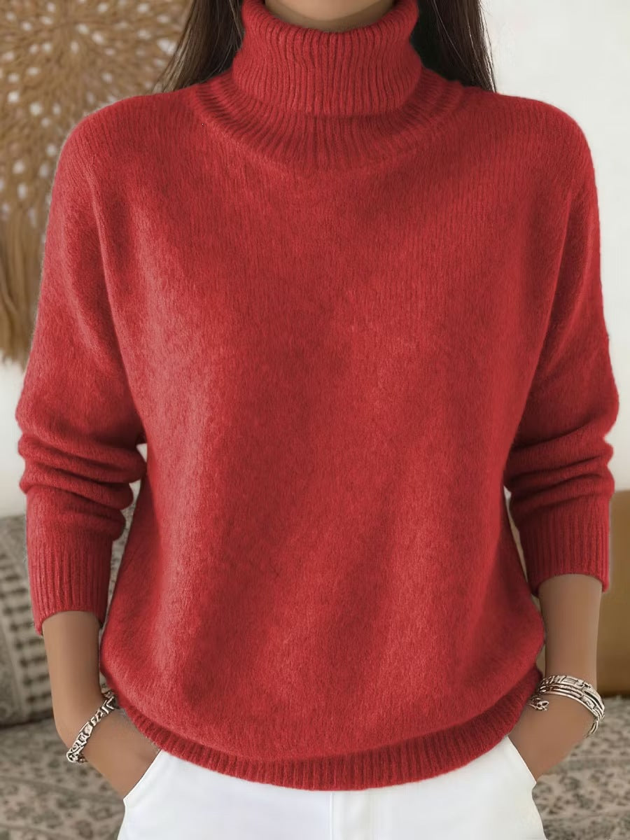 Fashion Ladies Solid Color Casual tricoté col tortue pullover