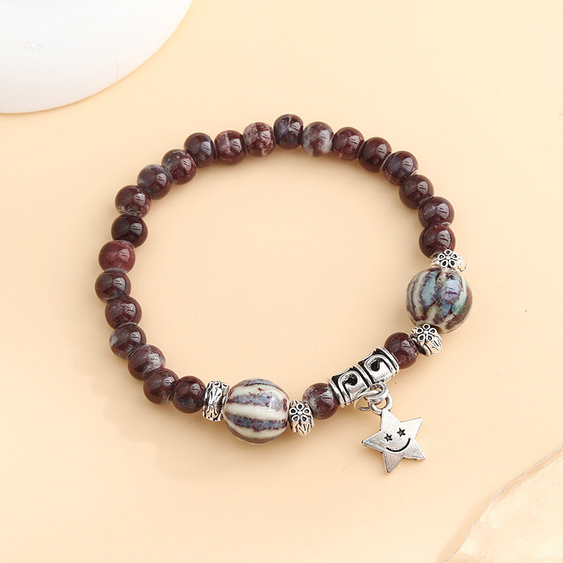 Rétro Scenery Dezhou Ceramic Bracelet Student Literary Ethnic Style National Tendance Perlée