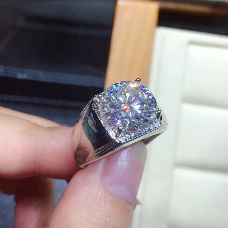 Hommes 5 Karat Huit coeurs et huit flèches plaqué PT950 Simulation Moissanite Anneau ouvert