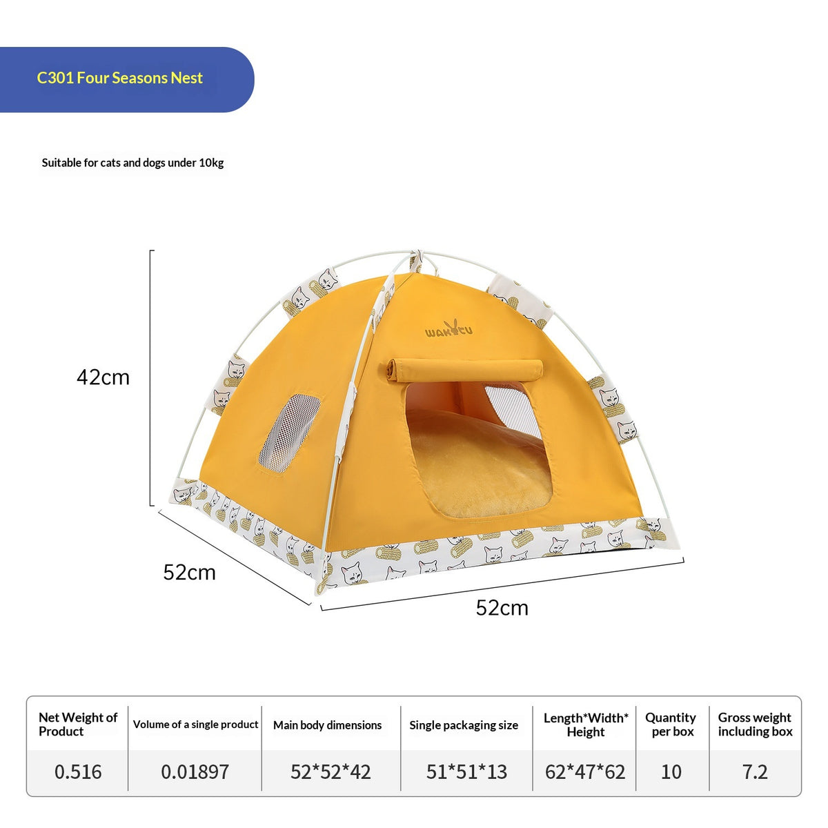 Four-Season Universal Windproof Pet Tent Cat Bed for Outdoor Camping