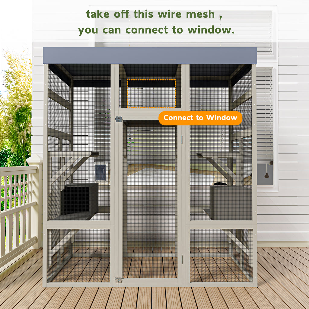 Catio en bois de 62.6" pour chats
