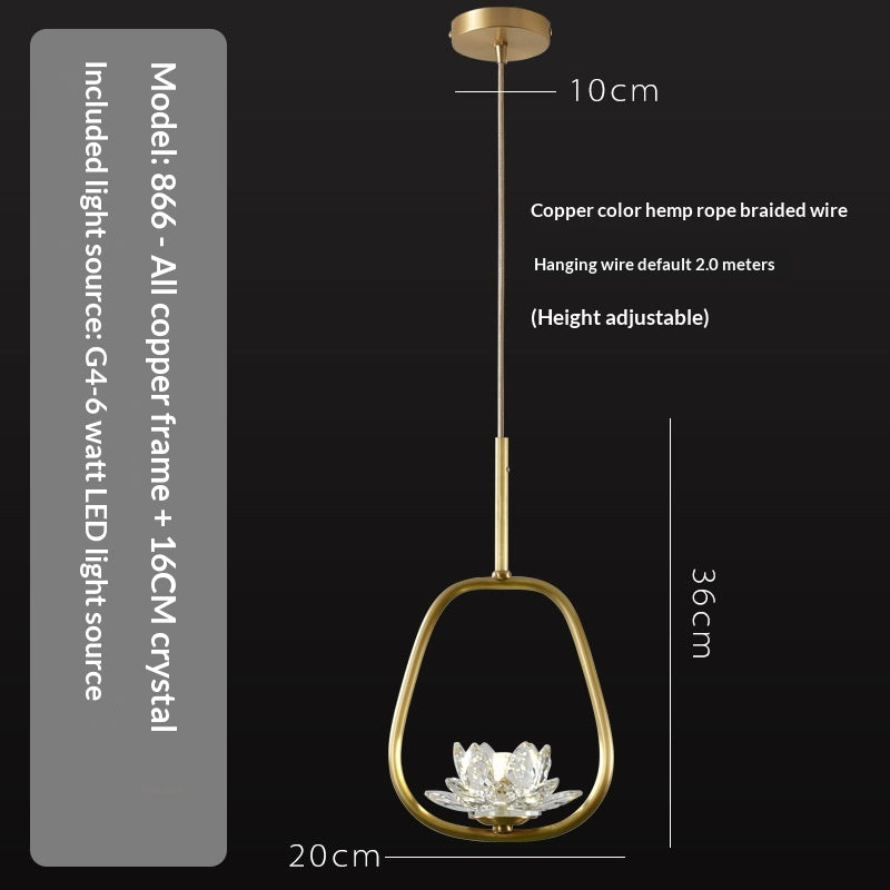 Lampe de pendentif en cuivre à tête unique créative pour Balcon Hallway et chambre