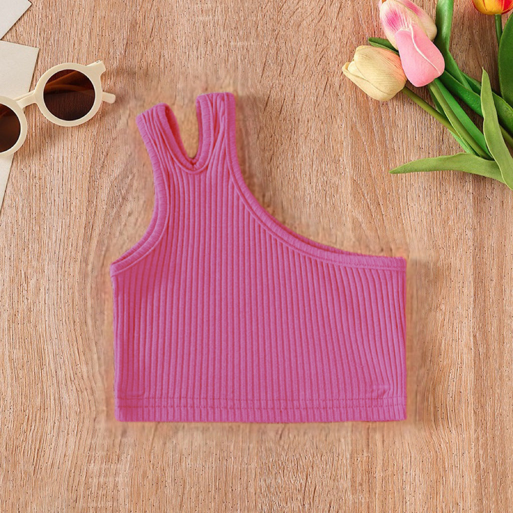 Tops casual en coton à couleur solide pour les filles