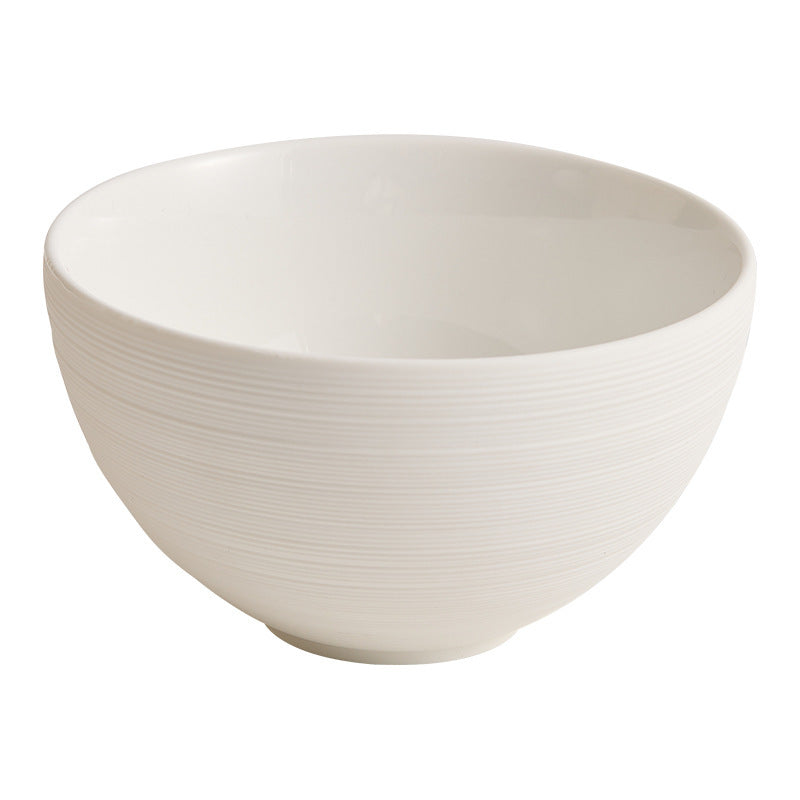 Bol de riz en céramique brossé blanc à haute texture