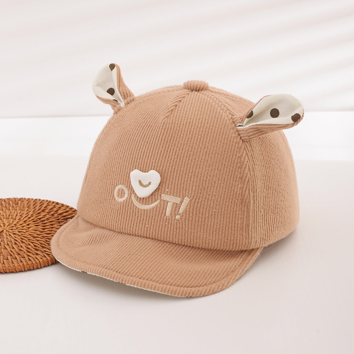 Printemps et automne Garçons et filles' Polka-dot oreille doux Corduroy mignon casquettes de baseball sont la combinaison
